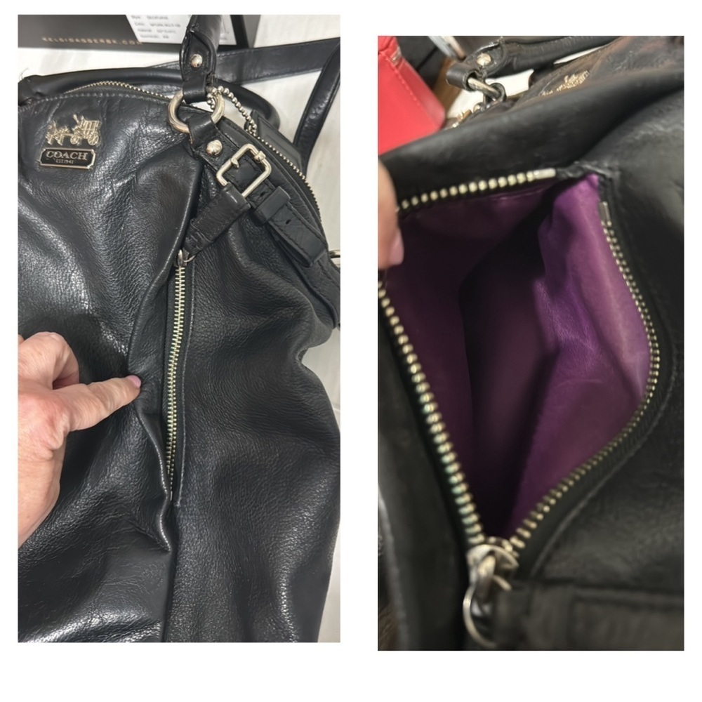 Coach Madison Sophia soft Black Leather Tote shoulder bag silver tone hardware - Picture 16 of 16